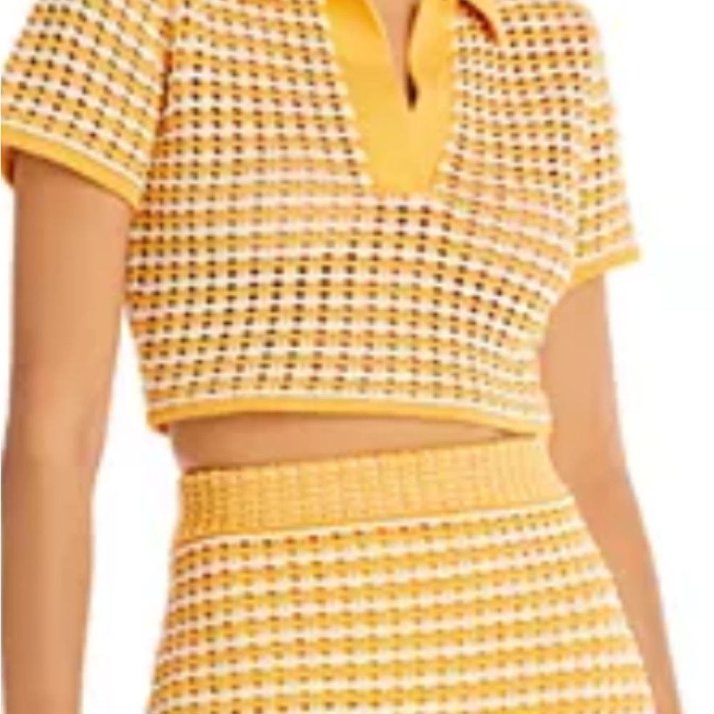 10 Crosby Derek Lam Yellow and White Knit Top - Picture 2 of 8